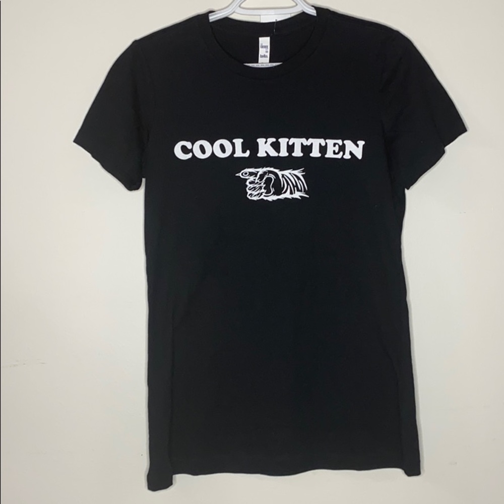 Cool kitten printed black cotton T shirt size L